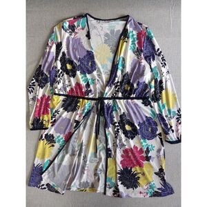 Susan Graver Women XL Stretch Waist Roped‎ Style Floral/Paisley/Tropical Garden